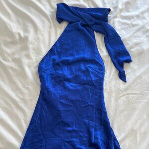 HELLO MOLLY Luxe Arrival Satin Mini Dress Cobalt Blue
